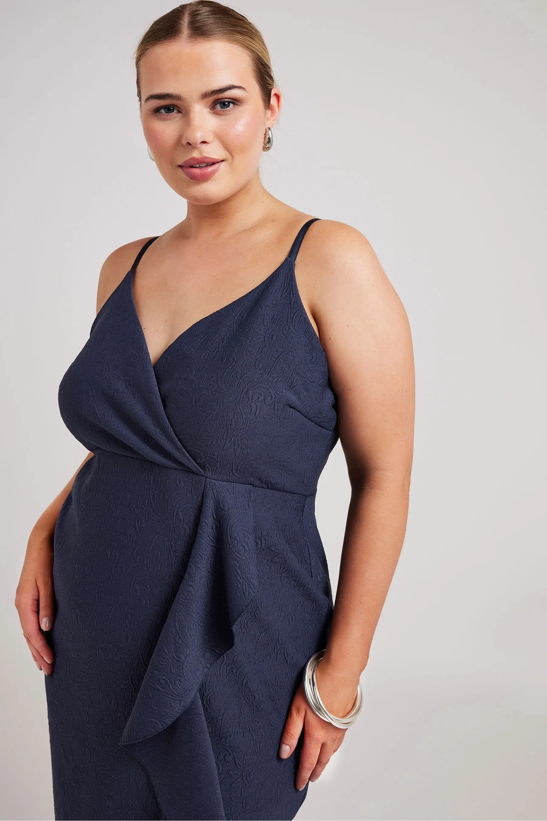 Yours Curve LONDON Volant Jacquard Vestito    